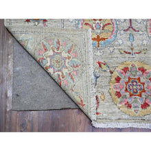 Load image into Gallery viewer, 4&#39;x5&#39;10&quot; Tan Color, Natural Dyes Pure Wool, Hand Knotted Finer Peshawar With Uzbek Suzani Design, Densely Woven, Oriental Rug FWR438876