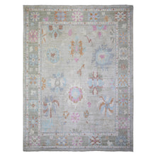 Load image into Gallery viewer, 11&#39;10&quot;x15&#39;5&quot; Light Gray, Vegetable Dyes Soft Wool, Hand Knotted Afghan Angora Oushak with All Over Motifs, Oversized Oriental Rug FWR438882