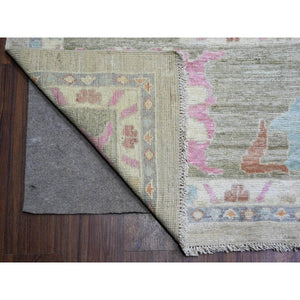 11'10"x15'5" Light Gray, Vegetable Dyes Soft Wool, Hand Knotted Afghan Angora Oushak with All Over Motifs, Oversized Oriental Rug FWR438882
