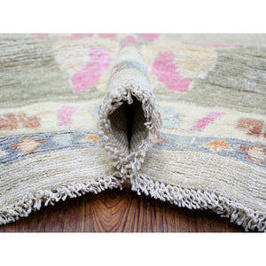 11'10"x15'5" Light Gray, Vegetable Dyes Soft Wool, Hand Knotted Afghan Angora Oushak with All Over Motifs, Oversized Oriental Rug FWR438882