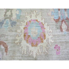 Load image into Gallery viewer, 11&#39;10&quot;x15&#39;5&quot; Light Gray, Vegetable Dyes Soft Wool, Hand Knotted Afghan Angora Oushak with All Over Motifs, Oversized Oriental Rug FWR438882