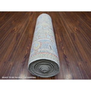2'6"x19'8" Sage Gray, Afghan Angora Oushak With Vegetable Dyes, Organic Wool Hand Knotted, Xl Runner Oriental Rug FWR439074