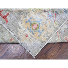 Load image into Gallery viewer, 8&#39;1&quot;x10&#39;8&quot; Taupe, Afghan Angora Oushak With Colorful Motifs Natural Dyes, Extra Soft Wool Hand Knotted, Oriental Rug FWR439128