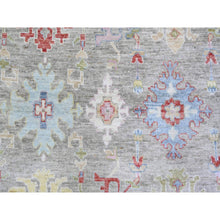 Load image into Gallery viewer, 8&#39;1&quot;x10&#39;8&quot; Taupe, Afghan Angora Oushak With Colorful Motifs Natural Dyes, Extra Soft Wool Hand Knotted, Oriental Rug FWR439128