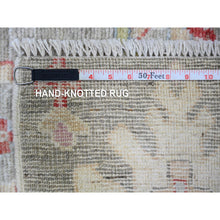 Load image into Gallery viewer, 8&#39;1&quot;x10&#39;8&quot; Taupe, Afghan Angora Oushak With Colorful Motifs Natural Dyes, Extra Soft Wool Hand Knotted, Oriental Rug FWR439128