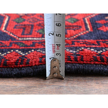Load image into Gallery viewer, 3&#39;5&quot;x4&#39;9&quot; Berry Red, Afghan Khamyab With Geometric Pattern, Soft And Velvety Wool, Hand Knotted, Vegetable Dyes, Oriental Rug FWR4386