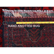 Load image into Gallery viewer, 3&#39;5&quot;x4&#39;9&quot; Berry Red, Afghan Khamyab With Geometric Pattern, Soft And Velvety Wool, Hand Knotted, Vegetable Dyes, Oriental Rug FWR4386