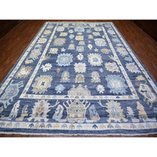 Load image into Gallery viewer, 9&#39;9&quot;x14&#39;2&quot; Aegean Blue, Afghan Angora Oushak With All Over Leaf Design, Vegetable Dyes, Soft Wool, Hand Knotted, Oriental Rug FWR439446
