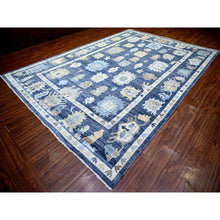 Load image into Gallery viewer, 9&#39;9&quot;x14&#39;2&quot; Aegean Blue, Afghan Angora Oushak With All Over Leaf Design, Vegetable Dyes, Soft Wool, Hand Knotted, Oriental Rug FWR439446