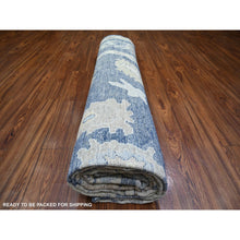 Load image into Gallery viewer, 9&#39;9&quot;x14&#39;2&quot; Aegean Blue, Afghan Angora Oushak With All Over Leaf Design, Vegetable Dyes, Soft Wool, Hand Knotted, Oriental Rug FWR439446