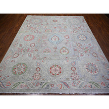 Load image into Gallery viewer, 8&#39;1&quot;x9&#39;3&quot; Tan Color, Finer Peshawar With Uzbek Suzani Design, Densely Woven Natural Dyes, Pure Wool Hand Knotted, Oriental Rug FWR439476