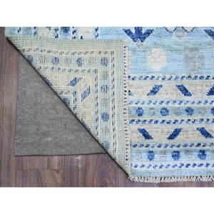 6'1"x9' Light Blue, Soft Wool Hand Knotted, Anatolian Village Inspired With Large Elements Design Natural Dyes, Oriental Rug FWR439572