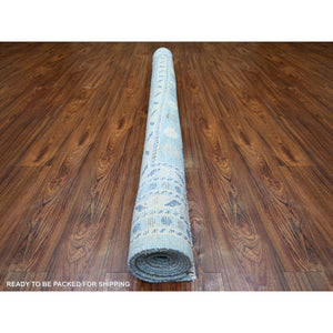 6'1"x9' Light Blue, Soft Wool Hand Knotted, Anatolian Village Inspired With Large Elements Design Natural Dyes, Oriental Rug FWR439572