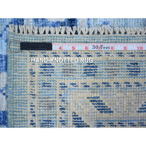 6'1"x9' Light Blue, Soft Wool Hand Knotted, Anatolian Village Inspired With Large Elements Design Natural Dyes, Oriental Rug FWR439572