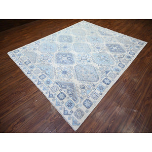 8'x9'7" Ivory, Vegetable Dyes Extra Soft Wool, Hand Knotted Anatolian Village Inspired With Geometric Medallions Design, Oriental Rug FWR439578