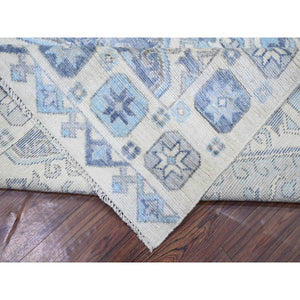 8'x9'7" Ivory, Vegetable Dyes Extra Soft Wool, Hand Knotted Anatolian Village Inspired With Geometric Medallions Design, Oriental Rug FWR439578