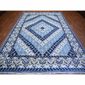 8'9"x11'9" Little Boy Blue, Anatolian Village Inspired With Repetitive Geometric Pattern Natural Dyes, Soft And Shiny Wool Hand Knotted, Oriental Rug FWR439584