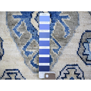 4'1"x6' Ivory, Vegetable Dyes Soft Wool, Hand Knotted Anatolian Village Inspired with Geometric Design, Oriental Rug FWR439602