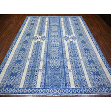 Load image into Gallery viewer, 8&#39;1&quot;x9&#39;9&quot; Dutch Blue, Fine Peshawar With Intricate Geometric Motifs Densely Woven, Organic Wool Hand Knotted, Oriental Rug FWR439644