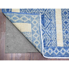 Load image into Gallery viewer, 8&#39;1&quot;x9&#39;9&quot; Dutch Blue, Fine Peshawar With Intricate Geometric Motifs Densely Woven, Organic Wool Hand Knotted, Oriental Rug FWR439644