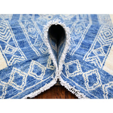 Load image into Gallery viewer, 8&#39;1&quot;x9&#39;9&quot; Dutch Blue, Fine Peshawar With Intricate Geometric Motifs Densely Woven, Organic Wool Hand Knotted, Oriental Rug FWR439644