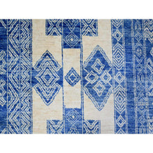 Load image into Gallery viewer, 8&#39;1&quot;x9&#39;9&quot; Dutch Blue, Fine Peshawar With Intricate Geometric Motifs Densely Woven, Organic Wool Hand Knotted, Oriental Rug FWR439644