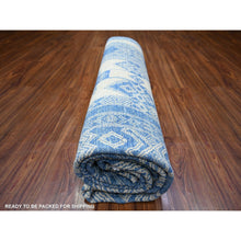 Load image into Gallery viewer, 8&#39;1&quot;x9&#39;9&quot; Dutch Blue, Fine Peshawar With Intricate Geometric Motifs Densely Woven, Organic Wool Hand Knotted, Oriental Rug FWR439644