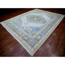 Load image into Gallery viewer, 10&#39;1&quot;x13&#39; Abalone Gray, Vegetable Dyes Natural Wool, Hand Knotted Finer Peshawar Bakshaish Medallion Open Field Design, Dense Weave, Oriental Rug FWR439650