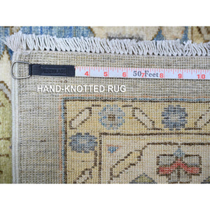 10'1"x13' Abalone Gray, Vegetable Dyes Natural Wool, Hand Knotted Finer Peshawar Bakshaish Medallion Open Field Design, Dense Weave, Oriental Rug FWR439650