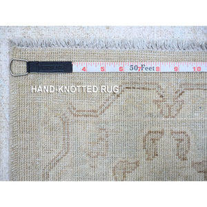 8'x9'8" Cream, Hand Knotted White Wash Peshawar, Heavily Washed Extra Soft Wool, Oriental Rug FWR439668