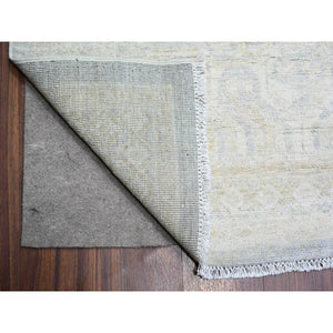 11'9"x14'3" Ice Gray, Natural Wool Hand Knotted, White Wash Peshawar With All Over Medallions Heavily Washed, Oversized Oriental Rug FWR439680