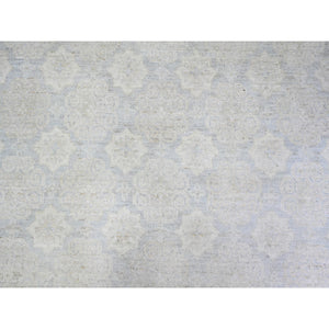 11'9"x14'3" Ice Gray, Natural Wool Hand Knotted, White Wash Peshawar With All Over Medallions Heavily Washed, Oversized Oriental Rug FWR439680
