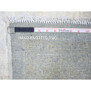 11'9"x14'3" Ice Gray, Natural Wool Hand Knotted, White Wash Peshawar With All Over Medallions Heavily Washed, Oversized Oriental Rug FWR439680