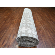 Load image into Gallery viewer, 11&#39;2&quot;x14&#39;3&quot; Stone Gray, Washed Out Peshawar With Khotan And Samarkand Inspired Pomegranate Design, Hand Knotted, Pure Wool, Oversized Oriental Rug FWR439686