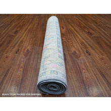 Load image into Gallery viewer, 4&#39;x11&#39;7&quot; Blue Gray, Pure Wool, Hand Knotted, Afghan Angora Oushak With Leaf Design, Vegetable Dyes Wide Runner Oriental Rug FWR439776