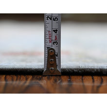 Load image into Gallery viewer, 4&#39;x11&#39;7&quot; Blue Gray, Pure Wool, Hand Knotted, Afghan Angora Oushak With Leaf Design, Vegetable Dyes Wide Runner Oriental Rug FWR439776