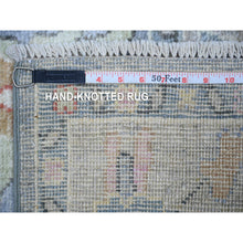 Load image into Gallery viewer, 4&#39;x11&#39;7&quot; Blue Gray, Pure Wool, Hand Knotted, Afghan Angora Oushak With Leaf Design, Vegetable Dyes Wide Runner Oriental Rug FWR439776