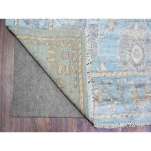Load image into Gallery viewer, 4&#39;x10&#39;1&quot; Cerulean Blue, Hand Knotted, Afghan Angora Oushak With Branch And Flower Design, Vegetable Dyes, Pure Wool, Wide Runner Oriental Rug FWR439782