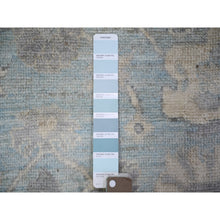 Load image into Gallery viewer, 4&#39;x10&#39;1&quot; Cerulean Blue, Hand Knotted, Afghan Angora Oushak With Branch And Flower Design, Vegetable Dyes, Pure Wool, Wide Runner Oriental Rug FWR439782