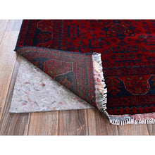 Load image into Gallery viewer, 3&#39;3&quot;x4&#39;10&quot; Ruby Red, Afghan Khamyab With Geometric Pattern, Hand Knotted, Soft And Velvety Wool, Vegetable Dyes, Oriental Rug FWR4392