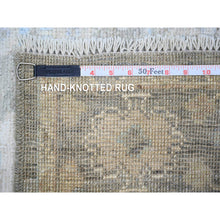 Load image into Gallery viewer, 3&#39;x15&#39;9&quot; Olive Gray, Hand Knotted Afghan Angora Oushak with All Over Motifs, Vegetable Dyes, Pure Wool, XL Runner Oriental Rug FWR439800