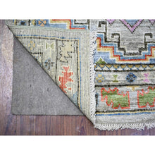 Load image into Gallery viewer, 3&#39;x9&#39;7&quot; Taupe, Vegetable Dyes, Soft Wool, Afghan Angora Oushak with Geometric Medallion Design, Hand Knotted, Runner Oriental Rug FWR439824