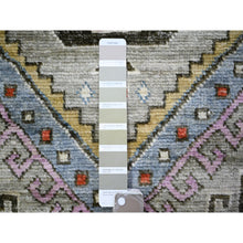 Load image into Gallery viewer, 3&#39;x9&#39;7&quot; Taupe, Vegetable Dyes, Soft Wool, Afghan Angora Oushak with Geometric Medallion Design, Hand Knotted, Runner Oriental Rug FWR439824