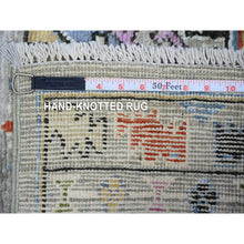 Load image into Gallery viewer, 3&#39;x9&#39;7&quot; Taupe, Vegetable Dyes, Soft Wool, Afghan Angora Oushak with Geometric Medallion Design, Hand Knotted, Runner Oriental Rug FWR439824
