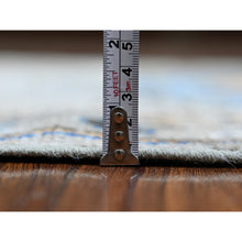 Load image into Gallery viewer, 3&#39;1&quot;x11&#39;9&quot; Taupe, Vegetable Dyes, Pure Wool, Hand Knotted Afghan Angora Oushak with Geometric Medallions Design, Wide Runner Oriental Rug FWR439878