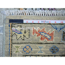 Load image into Gallery viewer, 3&#39;1&quot;x11&#39;9&quot; Taupe, Vegetable Dyes, Pure Wool, Hand Knotted Afghan Angora Oushak with Geometric Medallions Design, Wide Runner Oriental Rug FWR439878