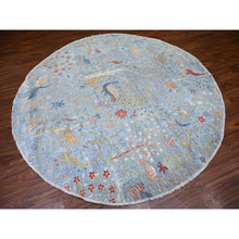 Load image into Gallery viewer, 8&#39;3&quot;x8&#39;3&quot; Little Boy Blue, Afghan Peshawar With Birds Of Paradise Natural Dyes, Organic Wool Hand Knotted, Round Oriental Rug FWR439944