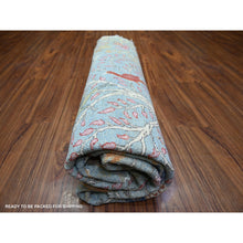 Load image into Gallery viewer, 8&#39;3&quot;x8&#39;3&quot; Little Boy Blue, Afghan Peshawar With Birds Of Paradise Natural Dyes, Organic Wool Hand Knotted, Round Oriental Rug FWR439944