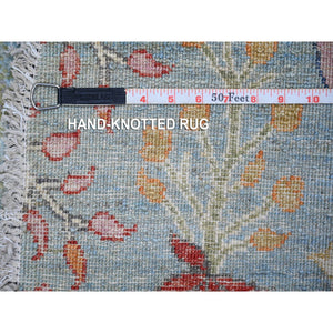 8'3"x8'3" Little Boy Blue, Afghan Peshawar With Birds Of Paradise Natural Dyes, Organic Wool Hand Knotted, Round Oriental Rug FWR439944