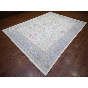 8'10"x11'8" Ivory, Afghan Angora Oushak With All Over Design Natural Dyes, Natural Wool Hand Knotted, Oriental Rug FWR440160